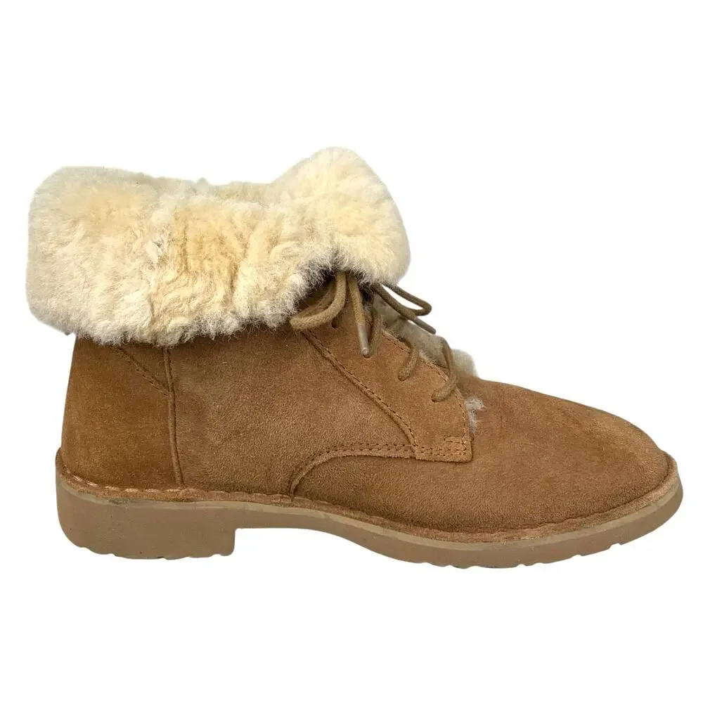 UGG Women's Quincy Brown Suede Lace Up Winter Boots Size US 6.5